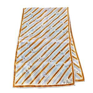 Vintage Vera Neumann 1960's Pure Silk Hand Rolled Signed Stripped Bow Long Scarf